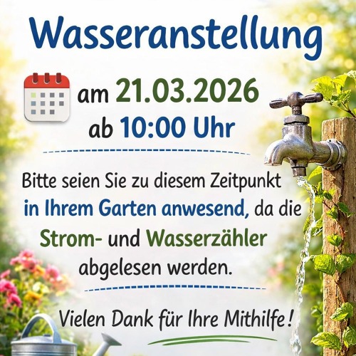 Wasseranstellung am 21.03.2026